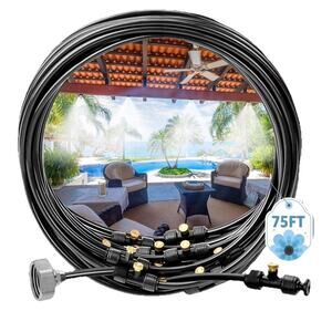 75FT Misting Cooling System for Patio Misting Line 23 Nozzles 3/4" Brass Adapter